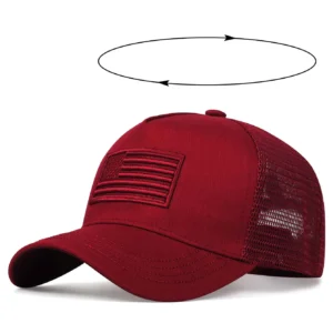 American Flag Embroidery Trucker Mesh Cap - Image 4