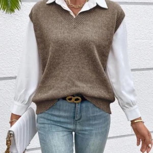 Plain Knitted Sweater Vest