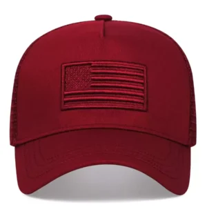 American Flag Embroidery Trucker Mesh Cap - Image 2