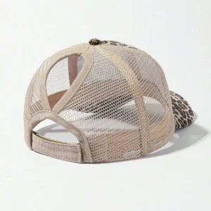 Leopard Print Ponytail Trucker Cap - Image 5
