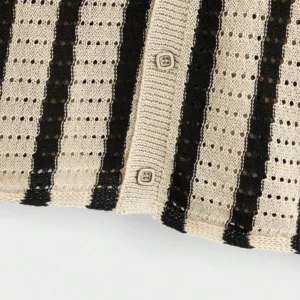 Contrast Stripe Short Sleeve Knit Sweater - Image 4