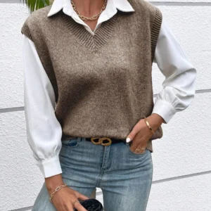 Plain Knitted Sweater Vest - Image 4