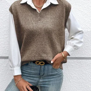 Plain Knitted Sweater Vest - Image 5