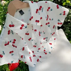 Summer Casual Cherry Allover Print Crop
