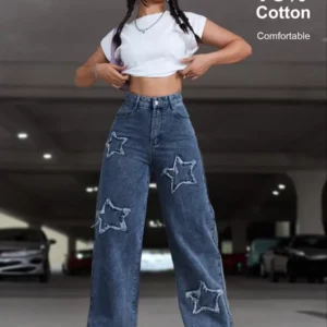 Casual Star Embroidered Denim Jeans