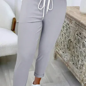 Casual Drawstring Waist Pants Minimalist Style