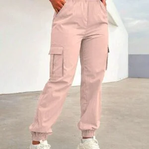 Straight Leg Drawstring Pocket Cargo Pants
