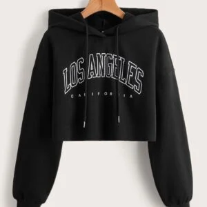 Letter Graphic Drop Shoulder Crop