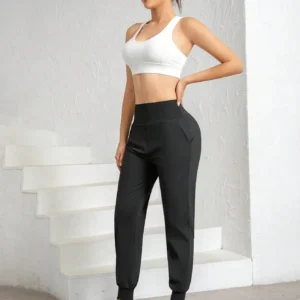 High Waist Ice Silk Joggers Pants Non Tight Sports Casual Pants