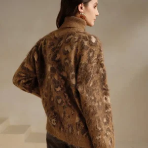 Dropped Shoulder Long Sleeve Leopard Print - Image 3