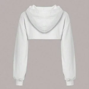 Drawstring Hooded Crop Sweatshirt - Image 2