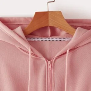 Zip Up Drawstring Crop Thermal Hoodie - Image 2