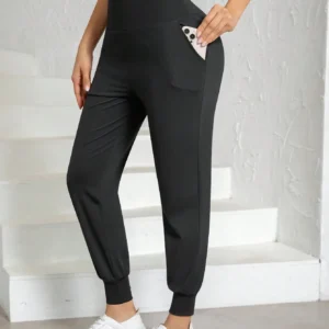 High Waist Ice Silk Joggers Pants Non Tight Sports Casual Pants - Image 2
