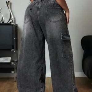 Plus Size Women’s Wide Leg Loose Casual Versatile Cargo - Image 2