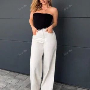 Solid Color Loose Harem Denim Pants For Women - Image 2