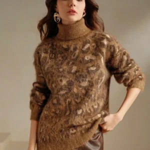 Dropped Shoulder Long Sleeve Leopard Print - Image 4