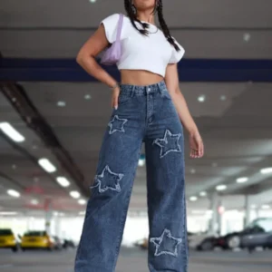 Casual Star Embroidered Denim Jeans - Image 3
