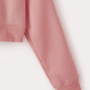 Zip Up Drawstring Crop Thermal Hoodie - Image 3