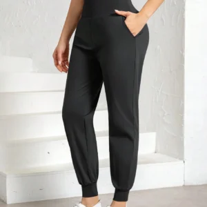 High Waist Ice Silk Joggers Pants Non Tight Sports Casual Pants - Image 3