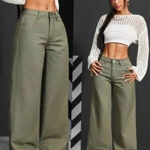 Loose Fit Wide Leg Pockets Casual Denim Jeans - Image 3