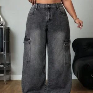 Plus Size Women’s Wide Leg Loose Casual Versatile Cargo - Image 3