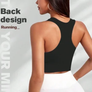 Solid Ribbed Knit Yoga Sports Bra - Image 4