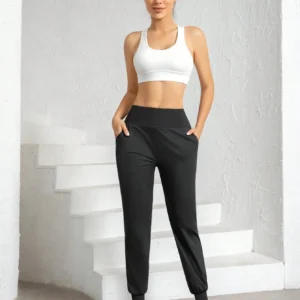 High Waist Ice Silk Joggers Pants Non Tight Sports Casual Pants - Image 4