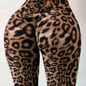 Leopard Print High Waist Hollow Out Sports - Image 4