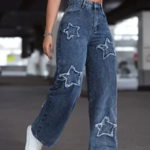 Casual Star Embroidered Denim Jeans - Image 4
