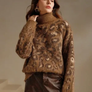 Dropped Shoulder Long Sleeve Leopard Print - Image 5