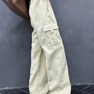 Casual Stylish Beige 3D Cargo Pants - Image 5