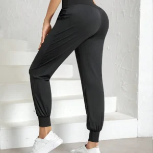 High Waist Ice Silk Joggers Pants Non Tight Sports Casual Pants - Image 5