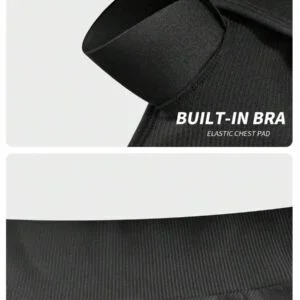 Solid Ribbed Knit Yoga Sports Bra - Image 5