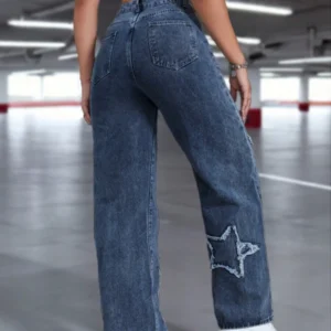 Casual Star Embroidered Denim Jeans - Image 5