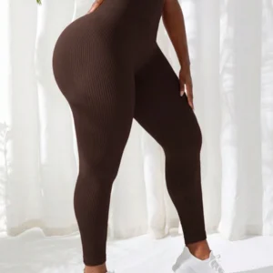 Sport Plus Size Seamless Striped Atheltic Pants - Image 5