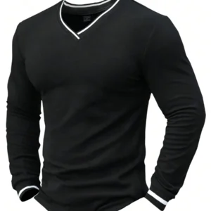 Casual Colorblock Trim Fitted Long Sleeve