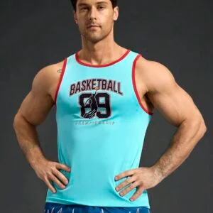Letter Print Trim Casual Fitness Sports Vest