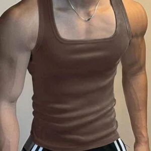 Neck Ribbed Casual Versatile Tank Top