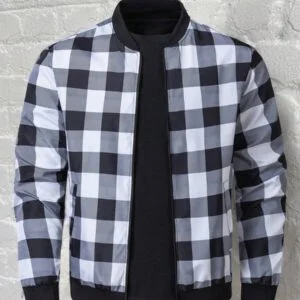 Plaid Print Fashion Jacket Long Sleeve Going Out