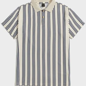 Men Striped Pattern Polo Shirt