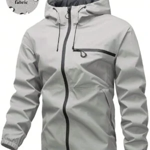 Hooded Drawstring Soft Shell Windbreaker Jacket