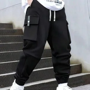 Breathable Multi Pocket Drawstring Waist Joggers