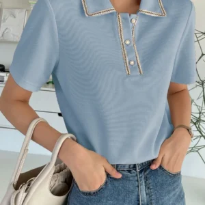 Contrast Trim Polo Neck Tee