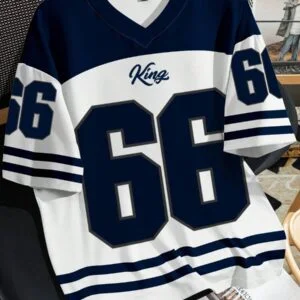 Plus Size Numeric Print V Neck Short Sleeve - Image 5