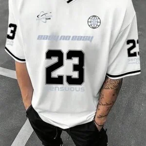 Simple Letter Printed Short Sleeve T Shirt - Image 2