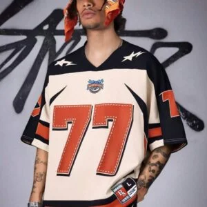 V Neck Mesh Fashionable Street Style Casual T Shirt