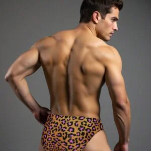 Leopard Print Triangular Swim Trunks For Holiday - Image 3