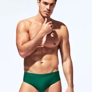 Plain Elastic Waist Swimming Trunks Briefs