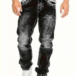 Fashionable Contrast Color Stretch Jeans