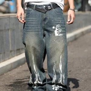 Flame Print Loose Fit Vintage Y2K Oversized